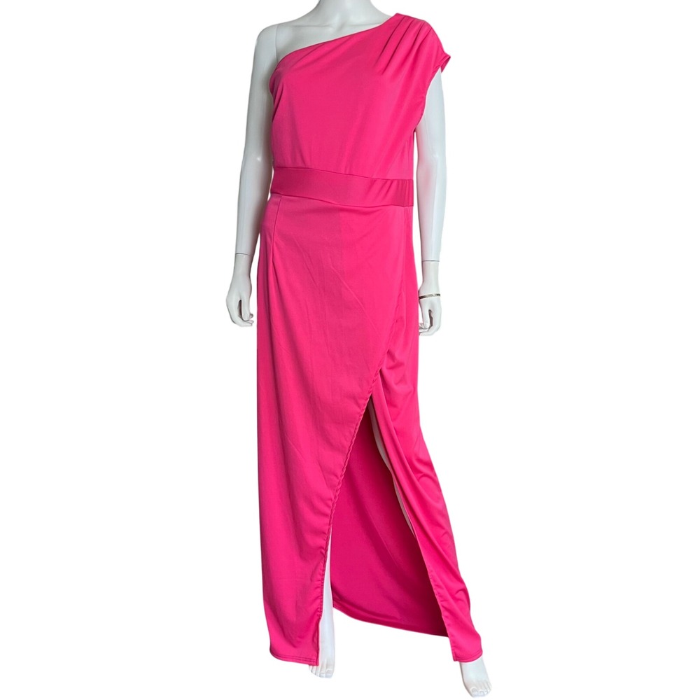 Silvia Rufino One Shoulder Maxi Pink Dress Sexy Open Front Women‎ Size 10